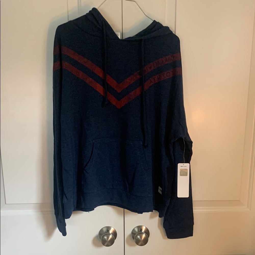 Women’s Navy and Red Hooded Sweatshirt with New England Patriots